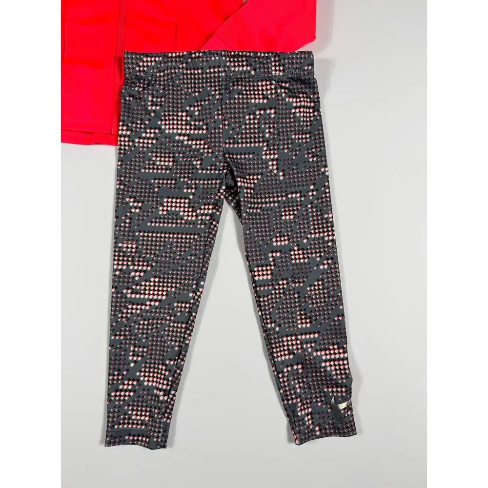 NEW Nike Girls Dri-FIT Full Zip Jacket Printed Leggings 2 Piece Set Size 4 / XS